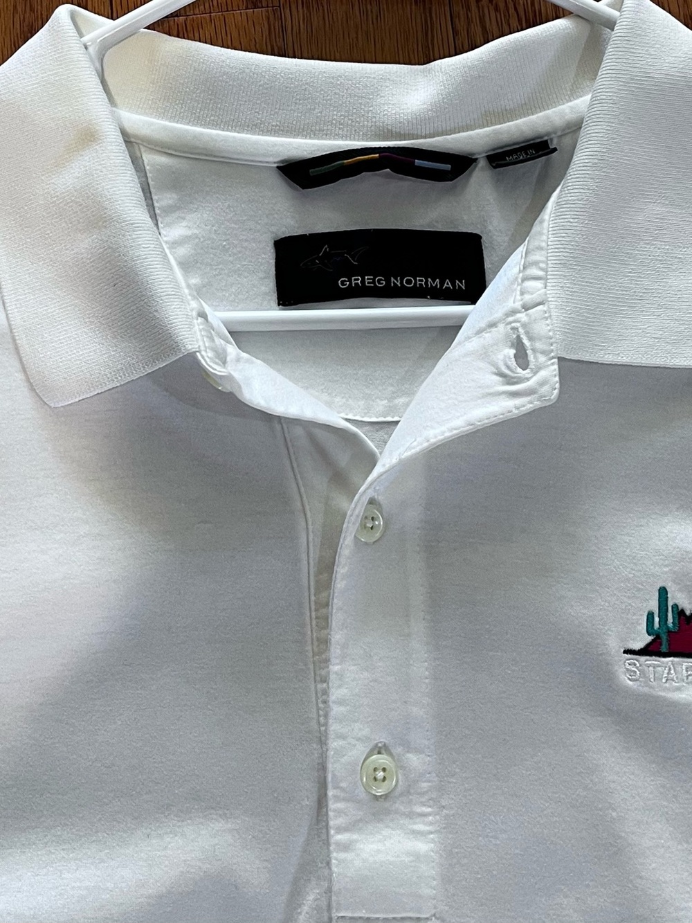 Greg Norman Collection White Polo with STARR PASS GOLF Logo - Picture 2 of 7
